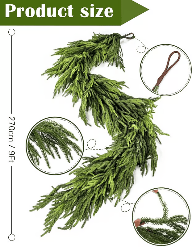✨Natural Christmas Greenery - Norfolk Pine Garland🌲